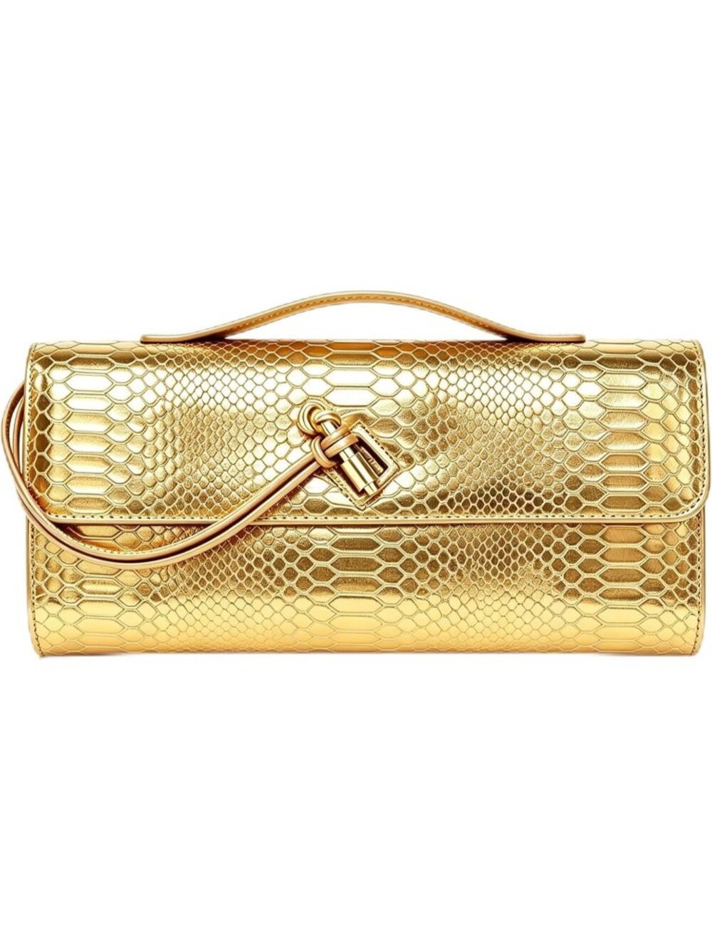 Women's Small Gold Snake Print Shining Clutch Formal Crossbody Shoulder Bag